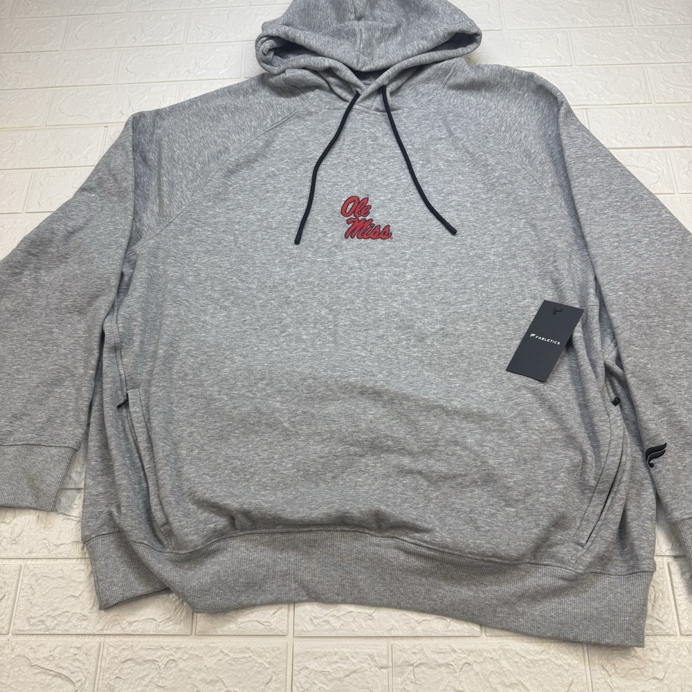 Fabletics Ole Miss Hoodie Embroidered Logo Gray Pullover Women XXL NWT Football